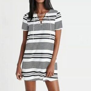 Express Women's Shift Dress Size L White and Black Striped
